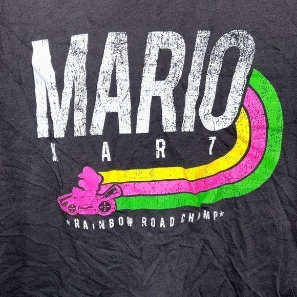 Mario Kart Shirt Rainbow Road Champ Boxy Graphic Print Short Sleeve Crewneck Top - Picture 7 of 7